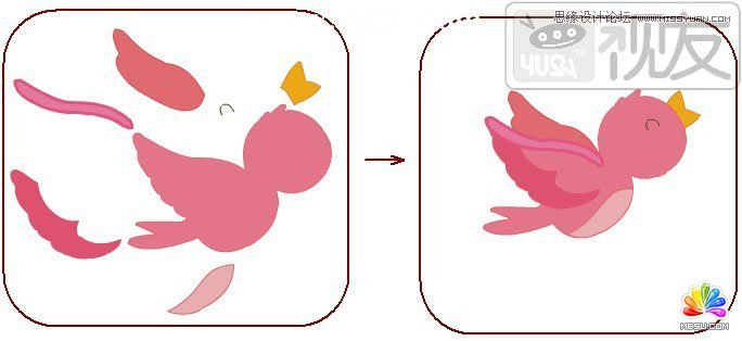Flash教程:制作卡通風(fēng)格的飛舞小鳥,PS教程,思緣教程網(wǎng)